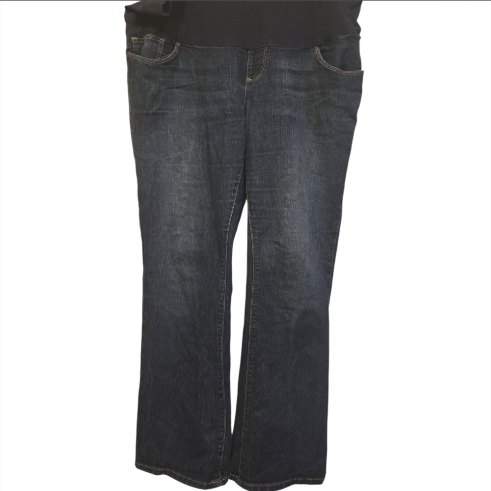 Oh Baby by Motherhood Maternity Deep Blue Denim Boot Cut Jeans XL EUC
